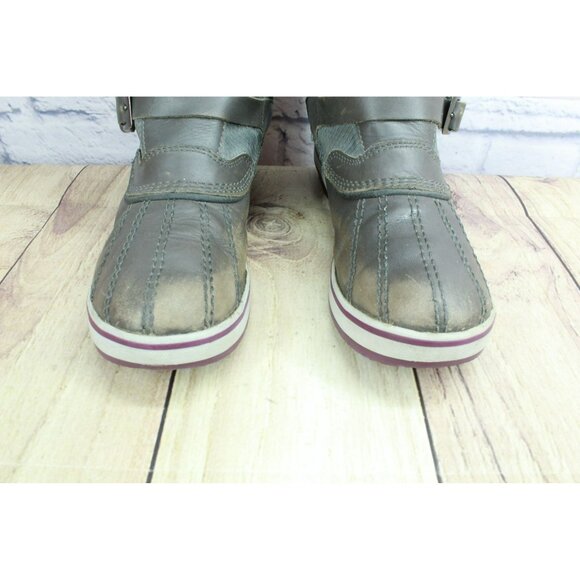 LL Bean Gray Nylon 8" Pull On Insulated Waterproof Winter Pac Boots Size 8 M - Picture 9 of 10